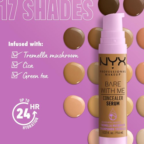 NYX PROFESSIONAL MAKEUP Bare With Me Concealer Serum - 24Hr Hydration, Lightweight Formula | Fair Shade