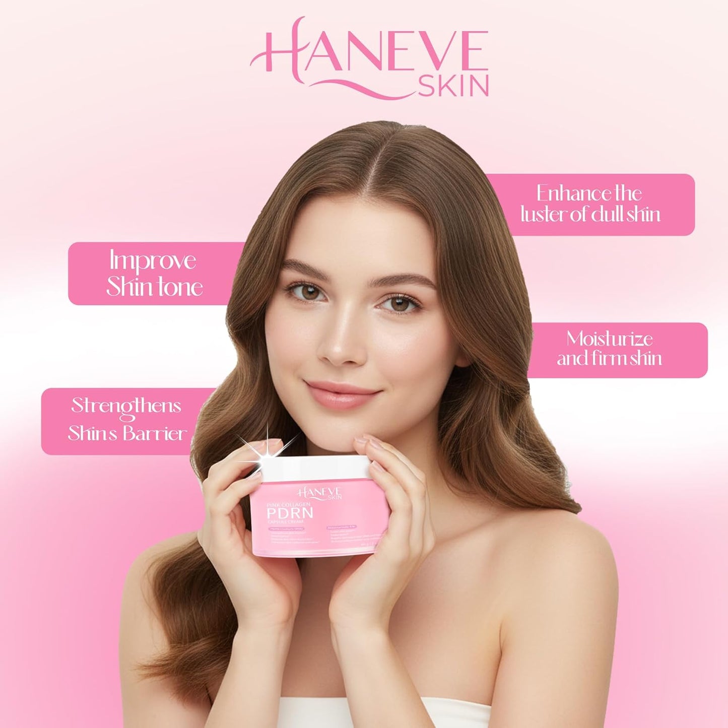 Skiennix Pink Collagen PDRN Capsule Cream - Hydrating Face Moisturizer with Niacinamide & Collagen Capsules - 60g / 2 oz