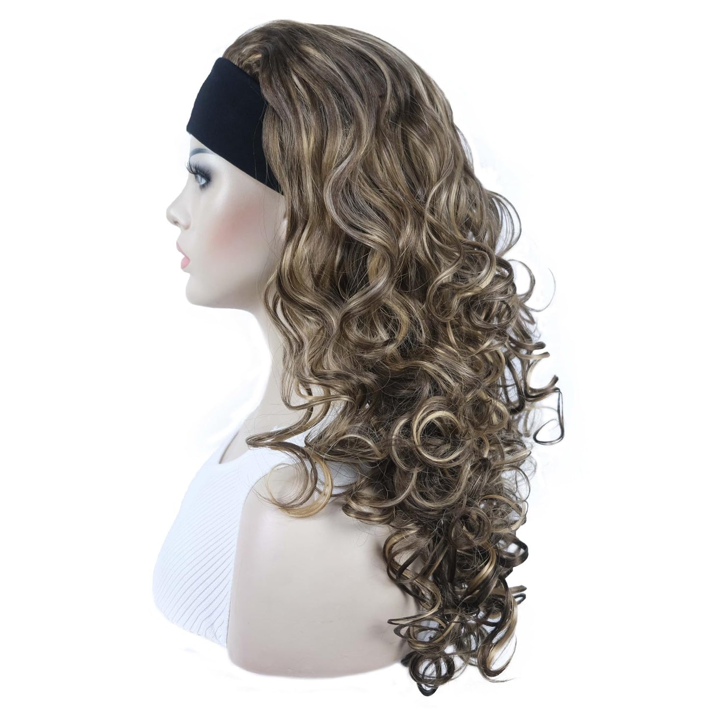 Aimole Long 22" Curly 3/4 Women Wigs With Headband Soft Layered Wig Heat Resisting Fiber Synthetic Hair (L10-124)