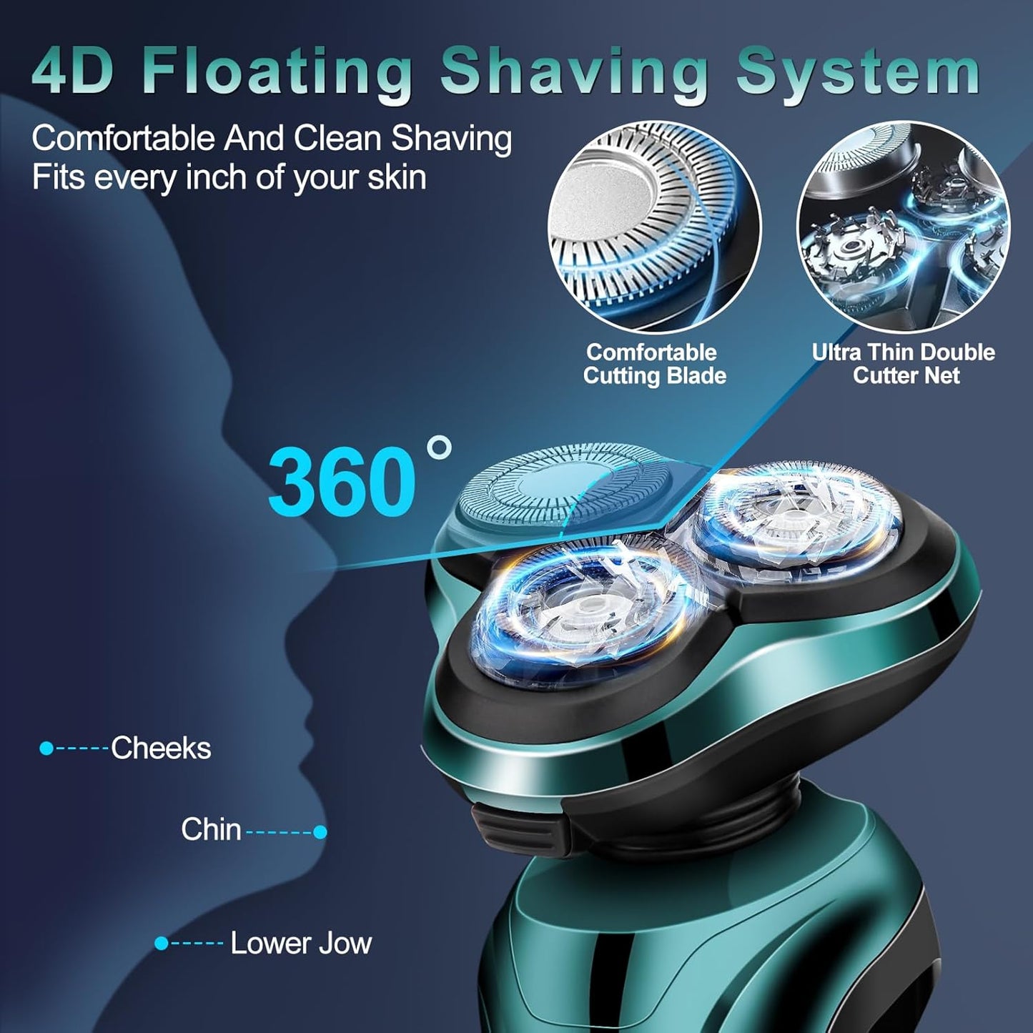 Skiennix Electric Razor for Men - Waterproof Rotary Shaver | Rechargeable Wet & Dry Travel Shaver
