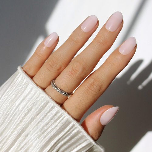 Glamnetic Press On Nails - Pink Blush | Salon Quality Short Round Fake Nails | 30 Nail Kit with Glue in 12 Sizes