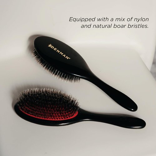 Denman Boar Bristle Hair Brush - Smoothing & Shine Enhancing for All Hair Types | Curl Defining & Detangling