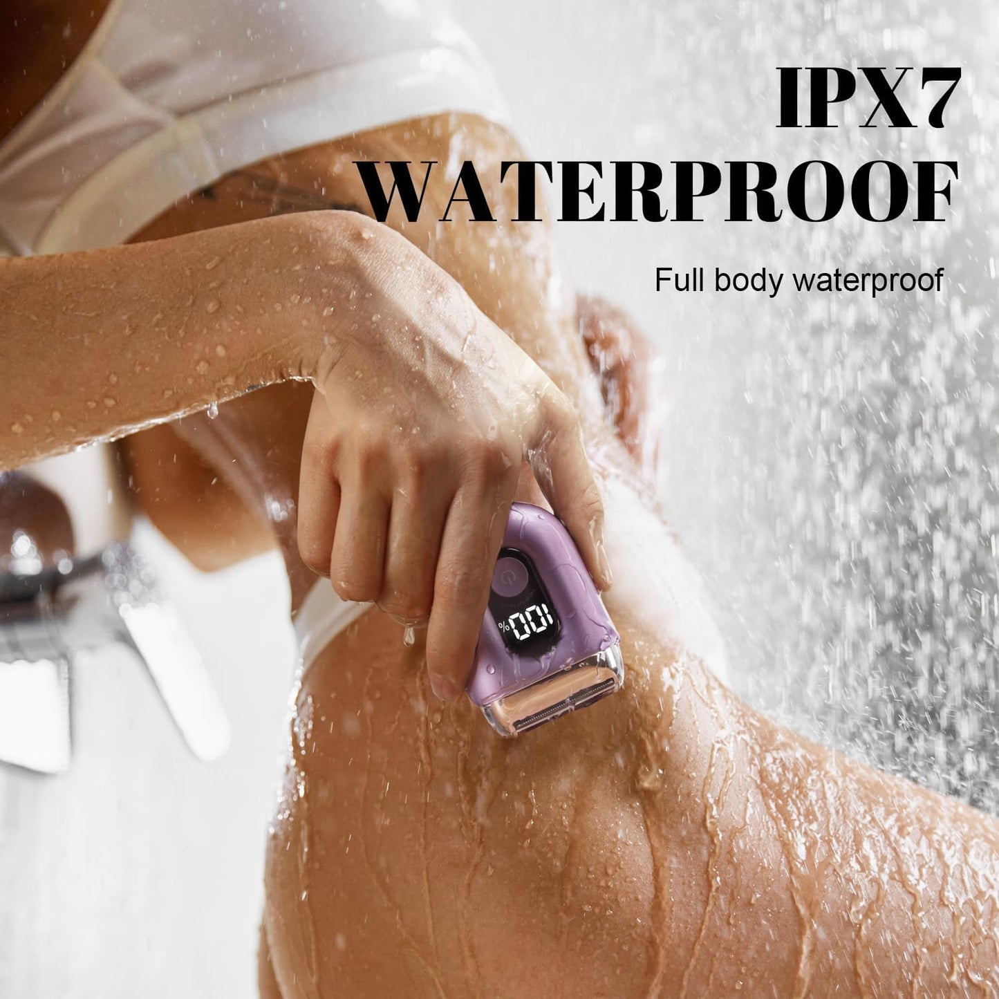 Skiennix Cordless Electric Razor for Women - Mini Rechargeable Shaver with LED Display | IPX7 Waterproof, Perfect for Face, Body & Legs (Bright Purple)