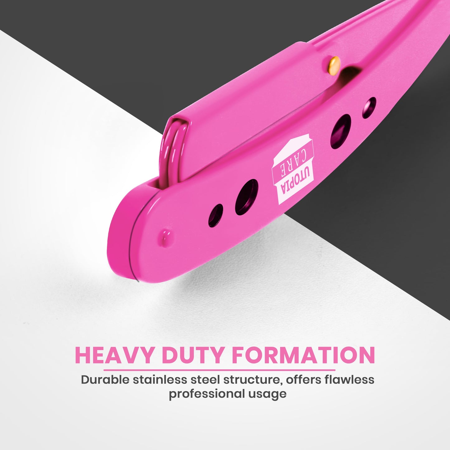 Utopia Care Professional Straight Razor for Men, Barber Straight Edge Razor Safety with 100 Pack Blades, Pink