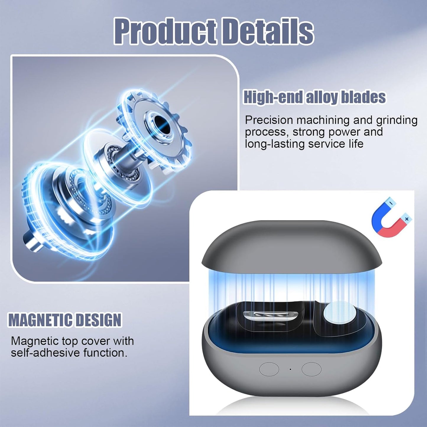 Electric Nail Clipper, Electric Nail Clippers for Seniors & Adults, Baby Automatic Nail Clipper with LED Light & Nail Scraps Storage, 3-in-1 Electric Nail Trimmer for Toenails & Fingernails (Grey)