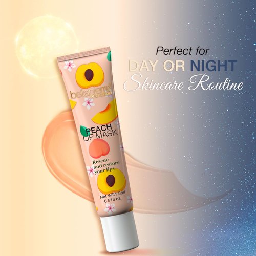Bellapierre Cosmetics Peach Lip Mask - Hydrating Lip Plumping Mask with Hyaluronic Acid | Daily Moisturizer
