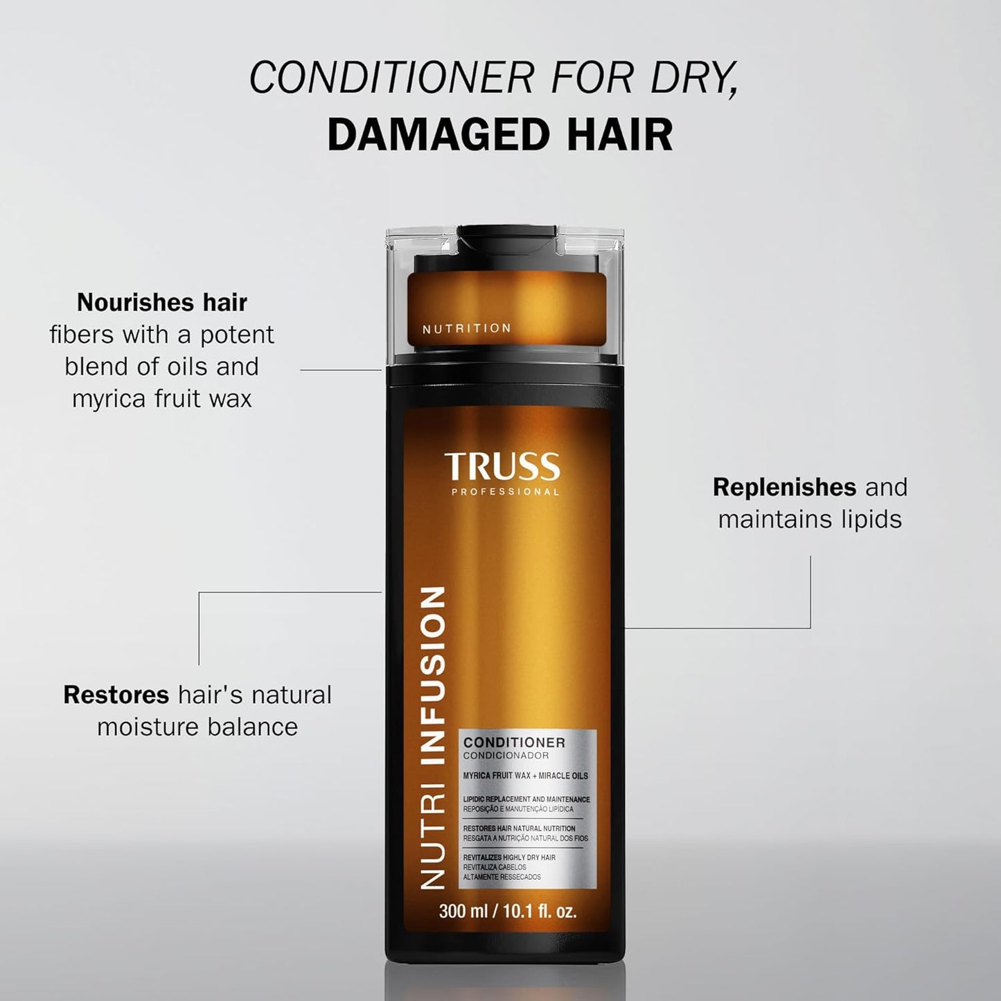 TRUSS Nutri Infusion Hair Conditioner - Moisturizing Formula for Damaged Hair with Myrica Fruit Wax & Miracle Oils | 10.14 fl oz