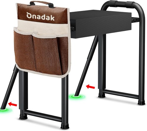 Heavy Duty Garden Kneeler & Seat by [Brand Name] - 400lbs Capacity, Ergonomic Design, Extra Thick Pad & Tool Organizer | Dark Black