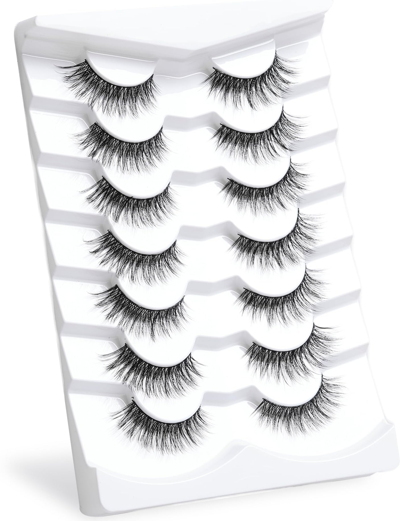 Onlyall Natural Lashes Wispy Lashes Natural Look False Eyelashes Natural Flared Eyelashes False Eye Lashes Soft Fluffy Lashes 7 Pairs D6 Volume-13mm