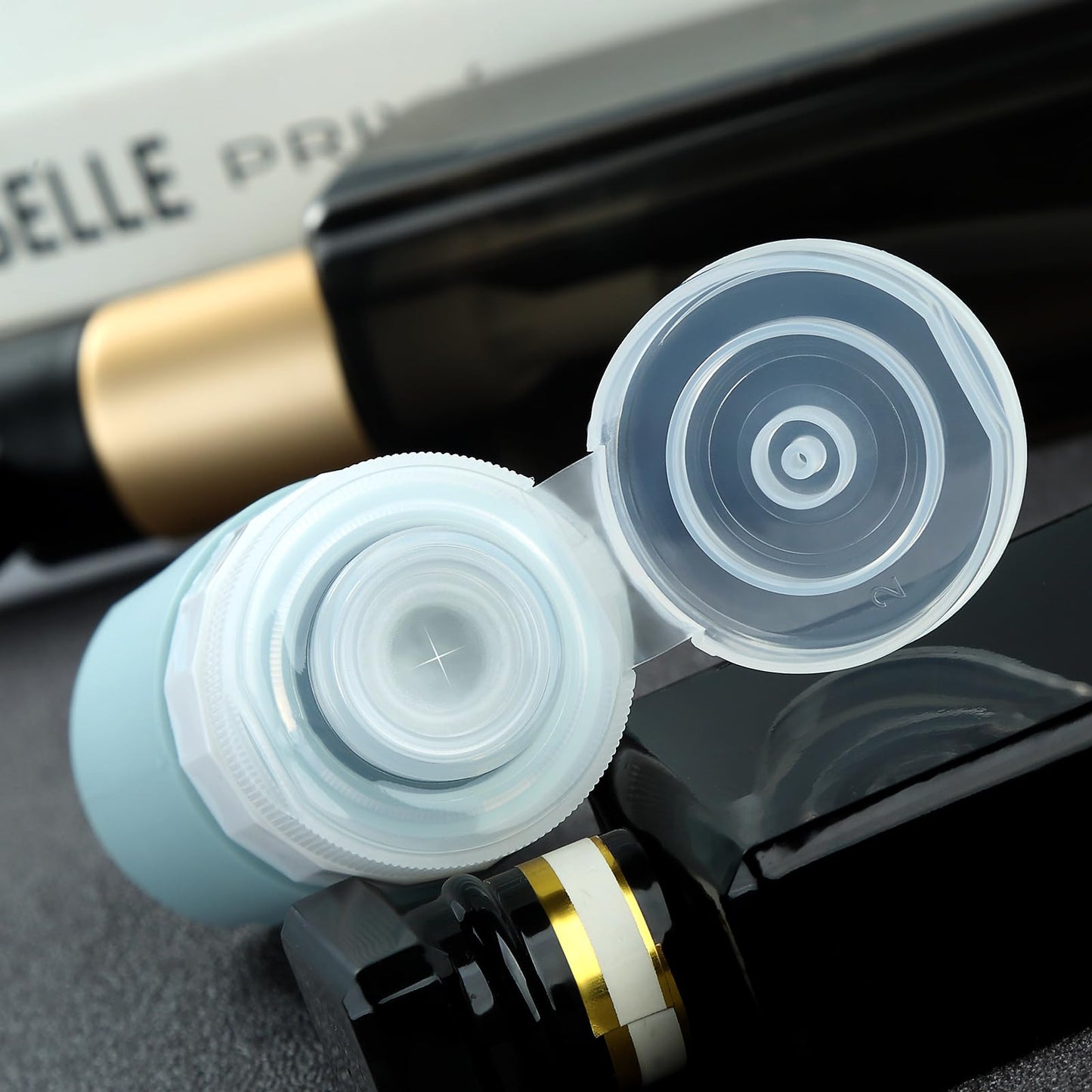 Mrsdry Travel Bottles for Toiletries, Tsa Approved 2oz Travel size Bottles, BPA Free Leak Proof Travel Toiletry Containers, Refillable Travel Accessories with Toiletry Bag for Shampoo Liquid (4 Pack)