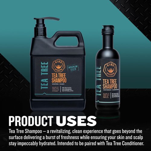 GIBS Grooming Tea Tree Shampoo - Sulfate & Paraben Free | Refreshing Cleanse for All Hair Types