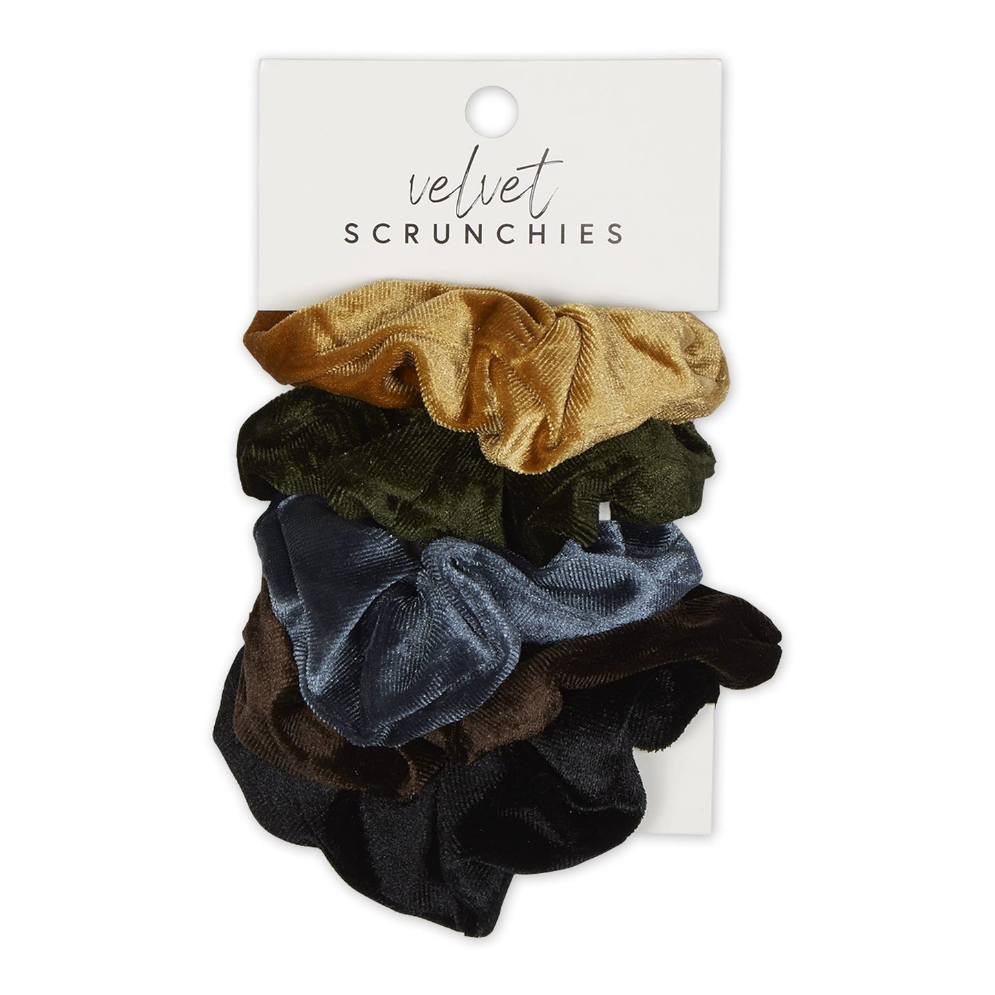 Hadley Wren Women's Scrunchie Collection, 5 Piece Set, Velvet Earth Tones, One Size (Pack of 2)