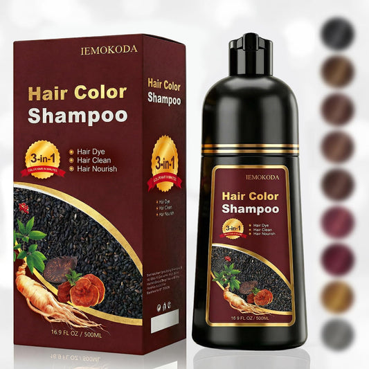 Skiennix Dark Wine Red Hair Dye Shampoo - 100% Gray Coverage, Instant Color for All Hair Types