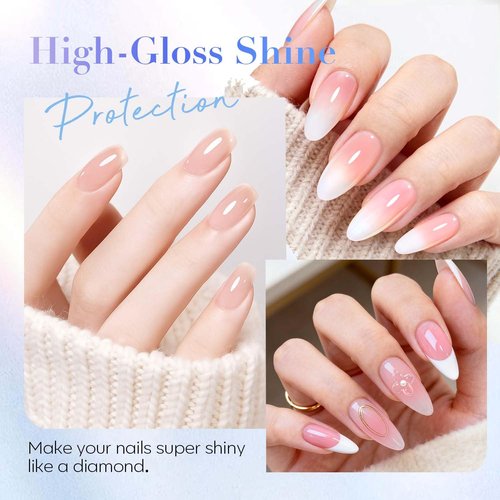 AZUREBEAUTY Gel Top Coat - No Wipe High Gloss Finish | 18ml Clear Long-Lasting Nail Polish for UV LED Manicure