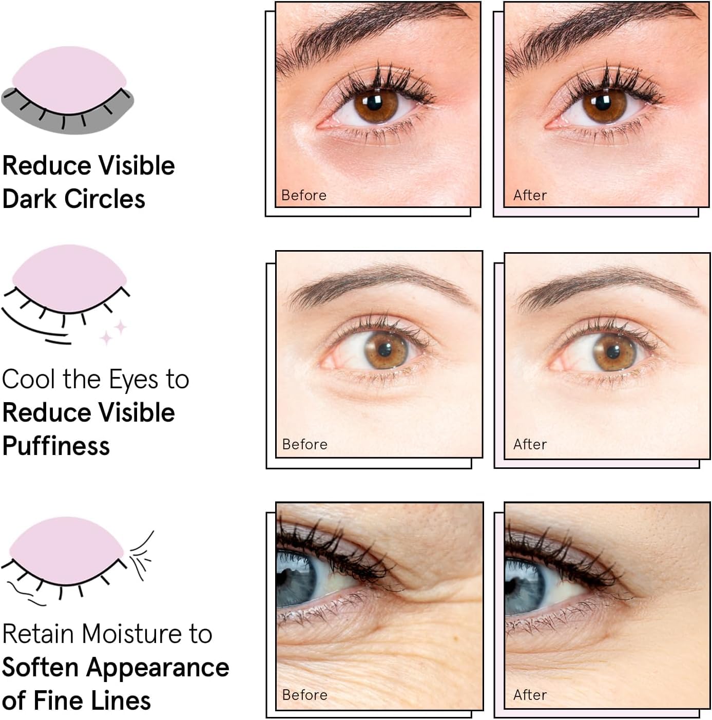 grace & stella Award Winning Under Eye Mask - Reduce Dark Circles, Puffy Eyes, Undereye Bags, Wrinkles - Gel Under Eye Patches - Gifts for Mom - Vegan Cruelty-Free Self Care (Pink, 6 Pairs)