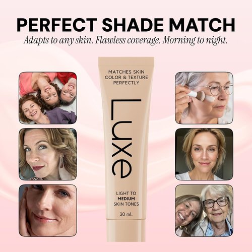 Luxe Color Changing Foundation - Adapts to Your Skin Tone - Buildable Light-to-Medium Coverage | 12-Hour Wear - Medium Dark
