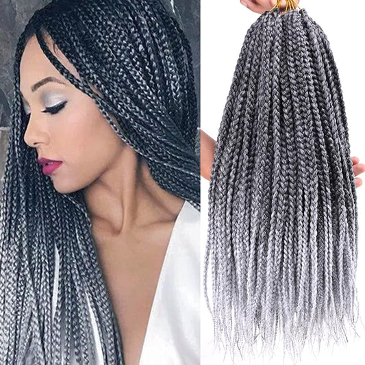 8 Packs Goddess Crochet Braids Pre looped Box Braid Crochet Hair for Black Women 18 Inch Silver Gray 3x Knotless Crochet Box Braids Straight Braiding Hair(Tgrey#)