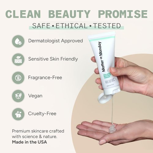 Matter of Monday Gentle Face Wash - Exfoliating Cleanser for Pore Refinement | Non-Stripping, 3.4 oz
