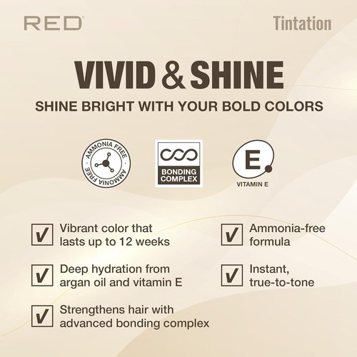 Red by Kiss Tintation Vivid & Shine Permanent Hair Dye - High Lift Argan Oil Formula for 100% Gray Coverage (Cinnamon Brown)