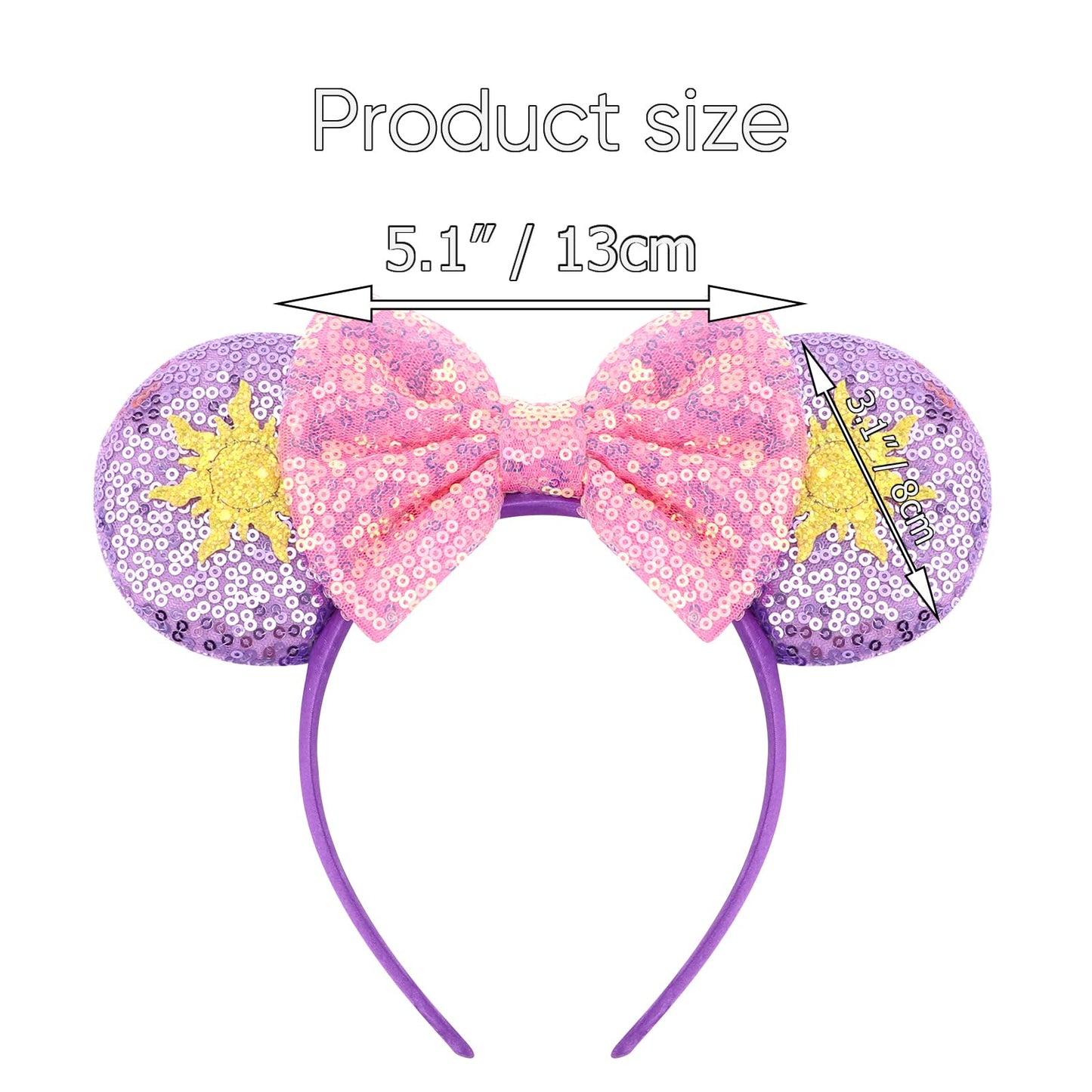 AQOKKA 1 Pcs Mouse Ears Headbands with Bow for Birthday Party, Hair Hoop Party Decoration Cosplay Costume Hair Accessories for Women & Girls