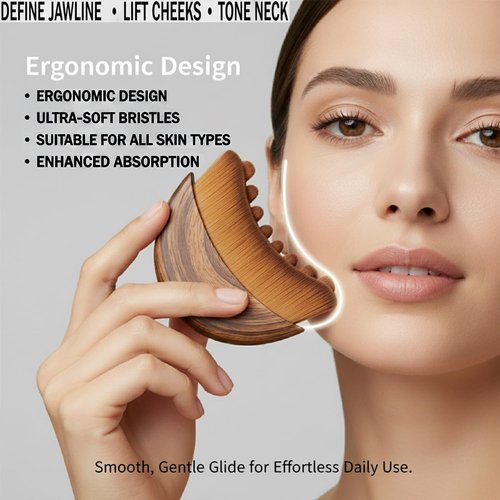 Kojiva Lymphatic Face Brush - Curved Contour Massager for Sculpting & Reducing Puffiness | Enhances Skin Glow