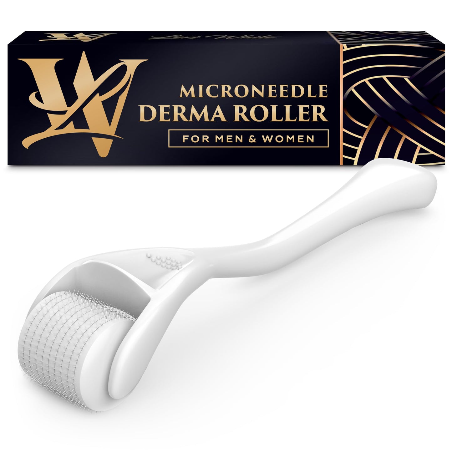 Derma Roller for Skin, Hair & Beard – Women and Men Titanium Microneedling Roller for Face & Scalp, Safe & Easy to Use 0.25mm - White