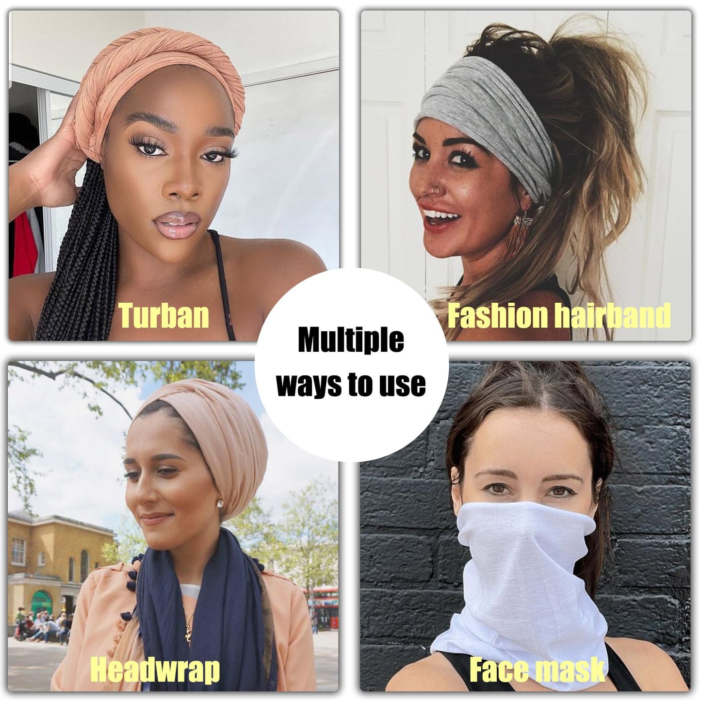 TuTive Head Wraps for Women Stretch Hijab Army Green Cotton Head Scarf Jersey Turban Suitable for Hair Loss Cap Headwear Head Scarf Fashiona Headbands Cotton Stretch Turban Face Mask