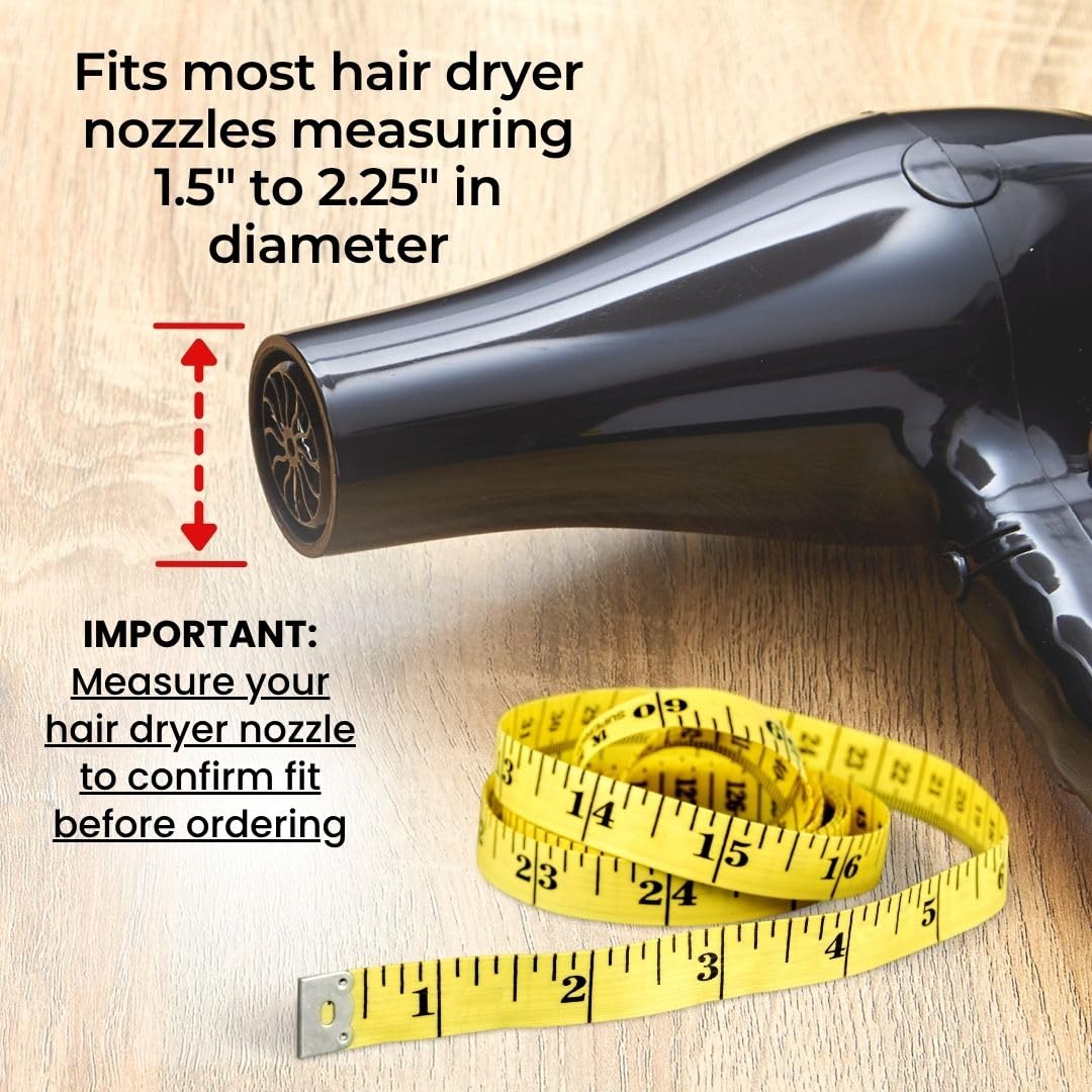 SnozzlePro Universal Hair Dryer Attachment - Patented No-Slip Adapter for 1.5” to 2.25” Nozzles