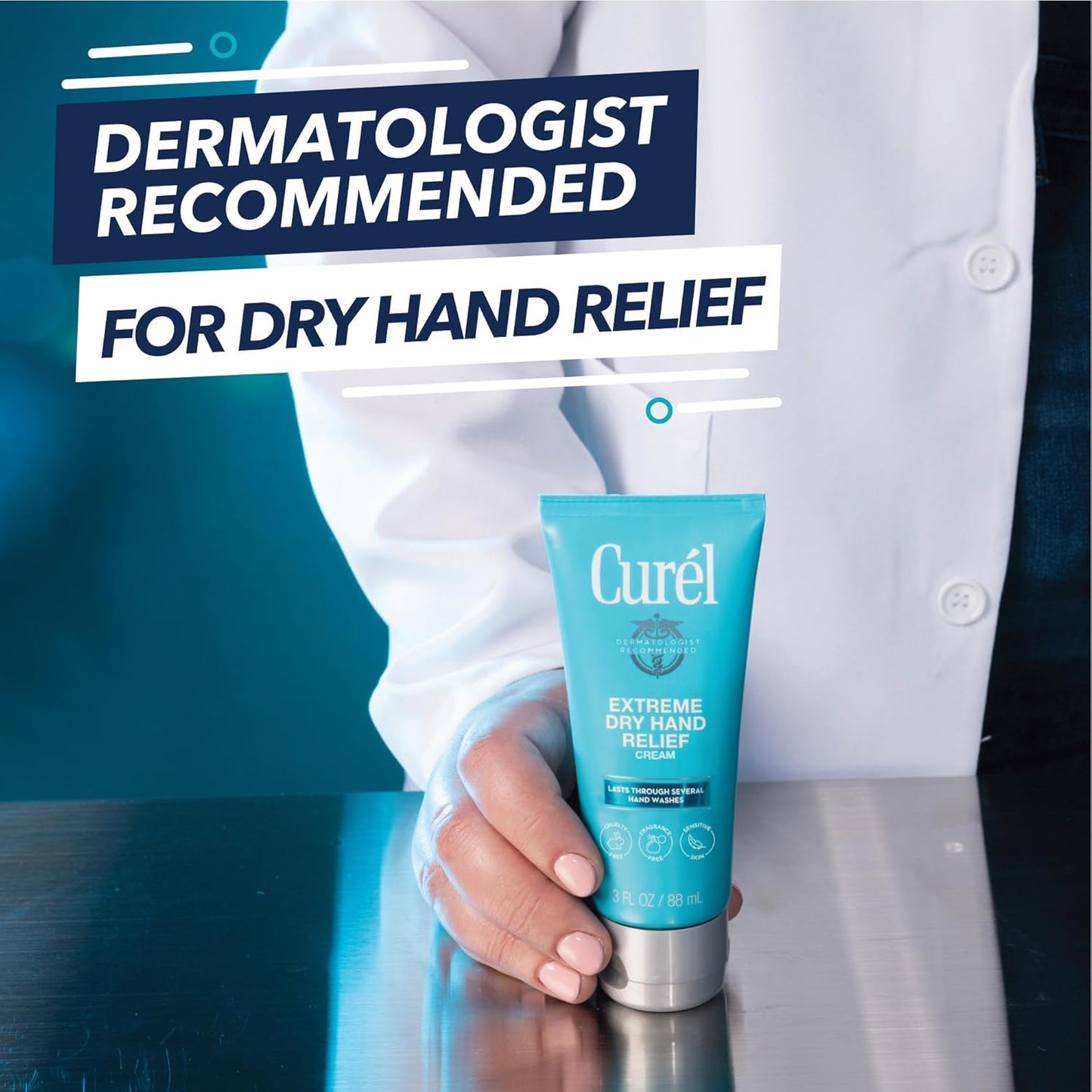 Curel Extreme Dry Hand Dryness Relief, Travel Size Hand Cream, Easily Absorbed for Long-Lasting Relief after Washing Hands, with Eucalyptus Extract, 3 Ounces (Pack of 2)