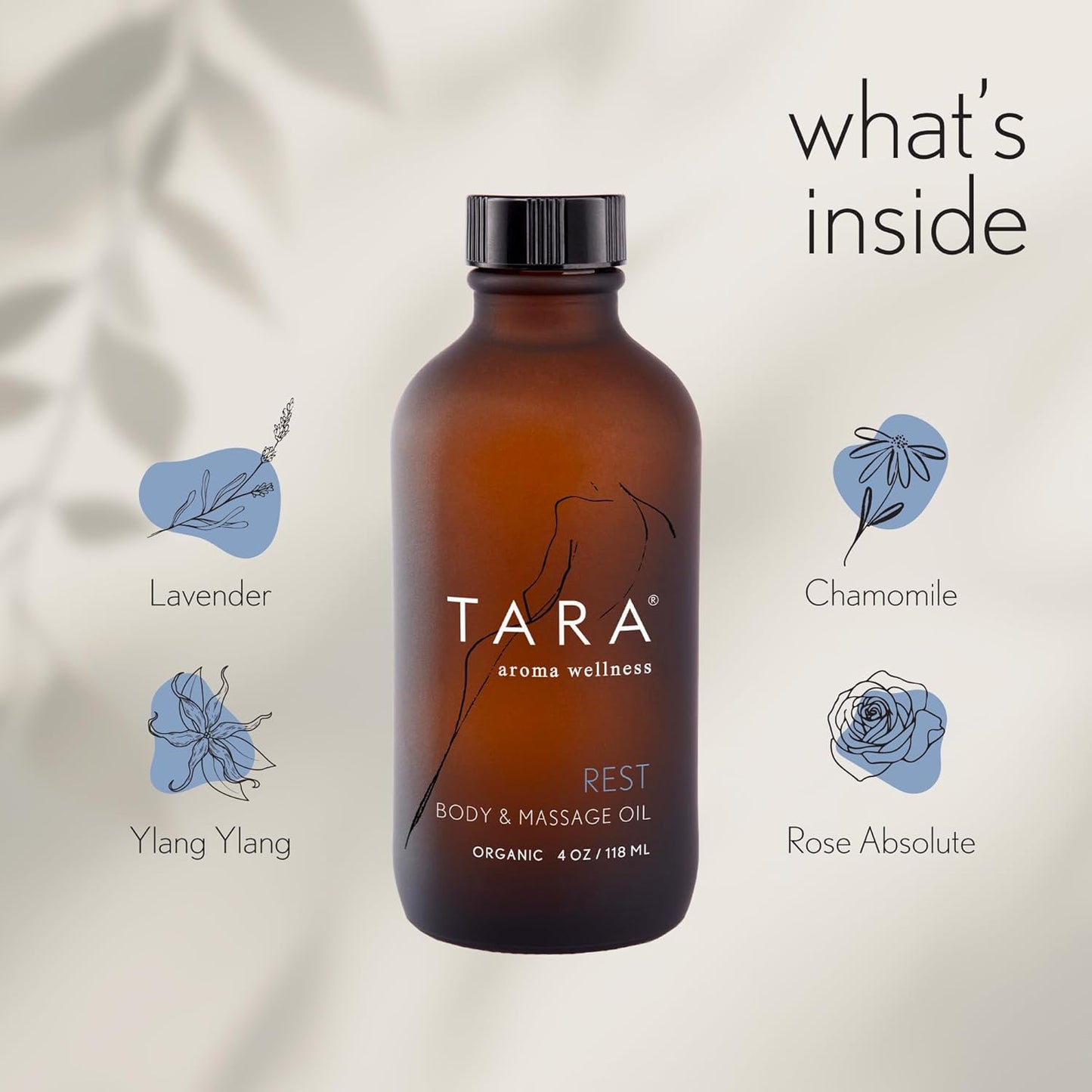 TARA Spa Therapy Body & Massage Oil - Premium Organic Essential Oil Blend for Deep Relaxation, 4 oz