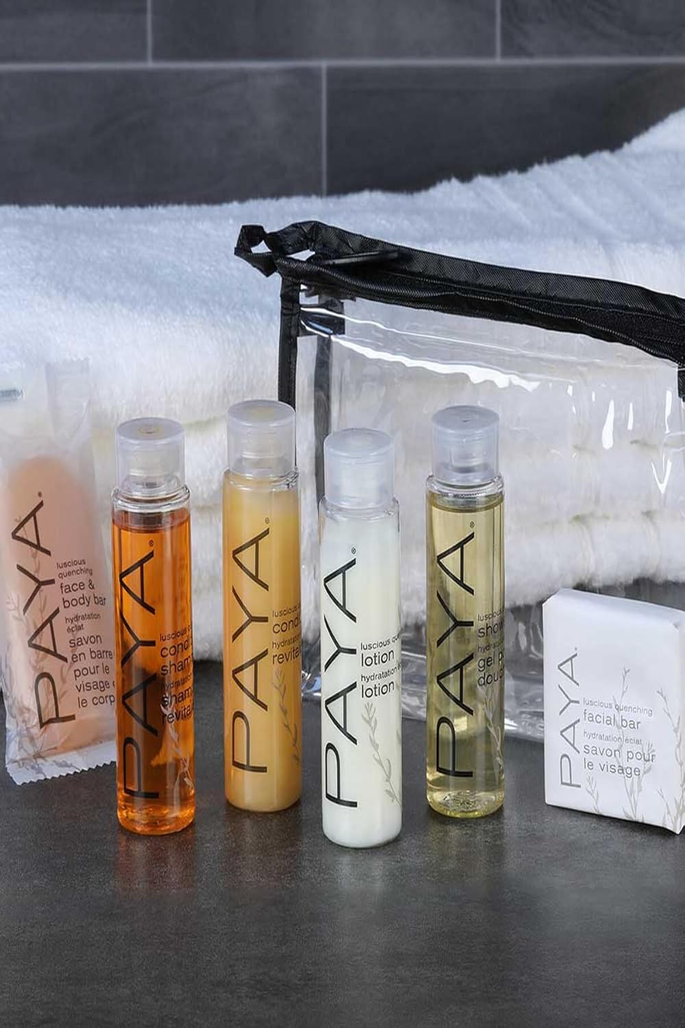 Skiennix Toiletry Travel Set - Shampoo, Conditioner, Shower Gel & Facial Soap with Tote Bag