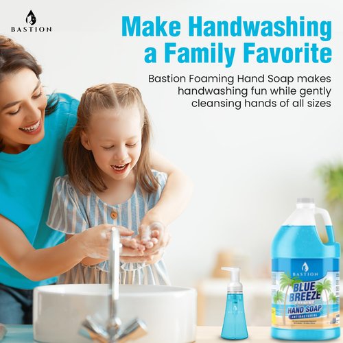 Bastion Blue Breeze Antibacterial Foaming Hand Soap - 1 Gallon Bulk Refill | Rich Lather & Moisturizing Formula