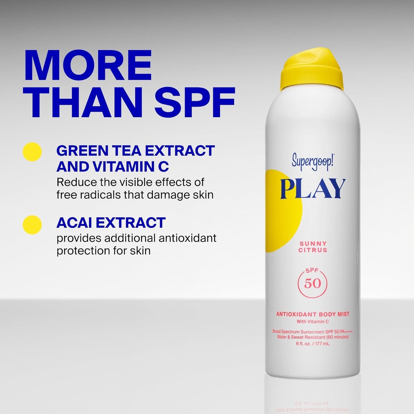 Supergoop! PLAY Antioxidant Body Mist - SPF 50 PA++++ Sunscreen Spray with Vitamin C - 3 fl oz