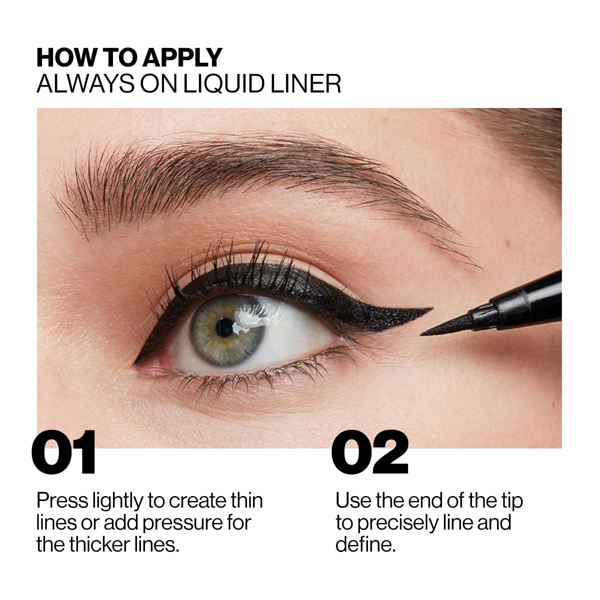 Smashbox Always On Liquid Eye Liner - Long Lasting Waterproof Formula for Dramatic Precision, Black, 0.02 Ounce