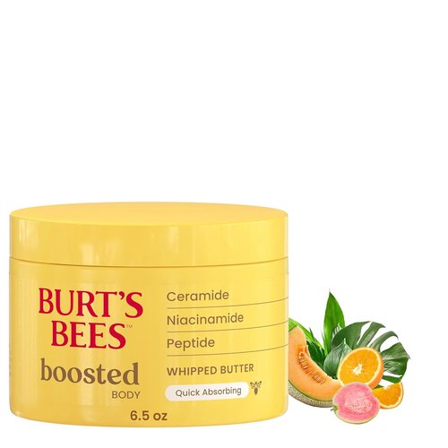 Burt's Bees Body Butter - Quick-Absorbing Formula with Ceramide, Niacinamide & Peptides | Tropical Scent, 6.5 oz Jar