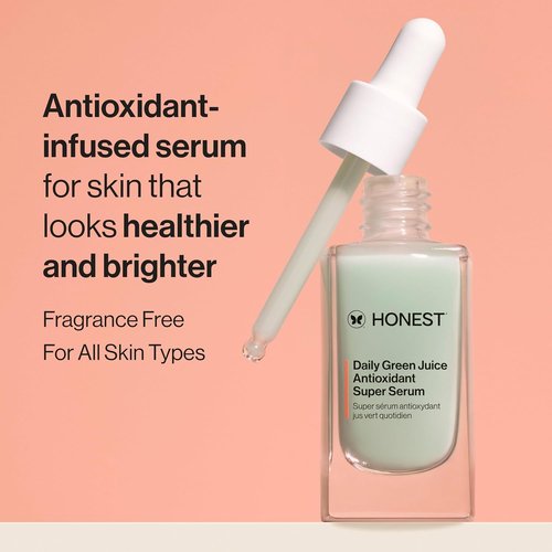 Honest Beauty Daily Green Juice Serum - Antioxidant Formula for Improved Skin Tone & Texture | 1 fl oz