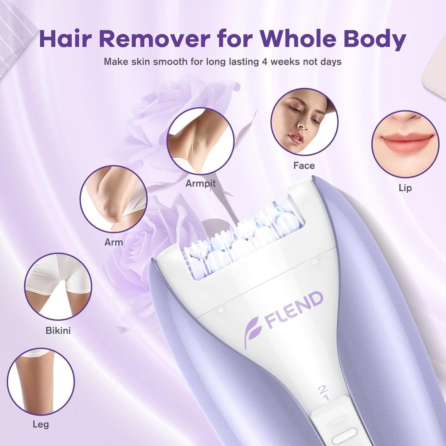 Skiennix Smooth Glide Epilator - Cordless Facial Hair Removal Device with 2 Speeds | Silent Design