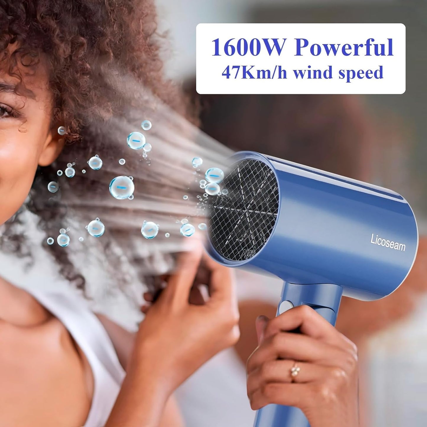 Skiennix Hair Dryer - 1600W Compact Foldable Blow Dryer for Fast Drying | Blue Color