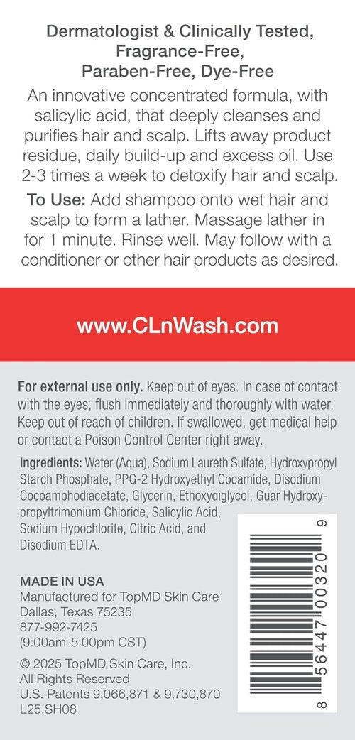 CLn® Shampoo - Clarifying Formula with Salicylic Acid for Oily Scalp | Fragrance-Free, 8 fl. oz.