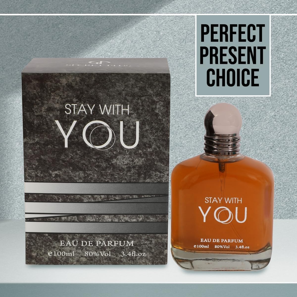 Stay With You Men's Parfum Set - 2 Pack 3.4 Oz Eau de Parfum | Warm, Sweet & Smoky Cologne Gift for Men