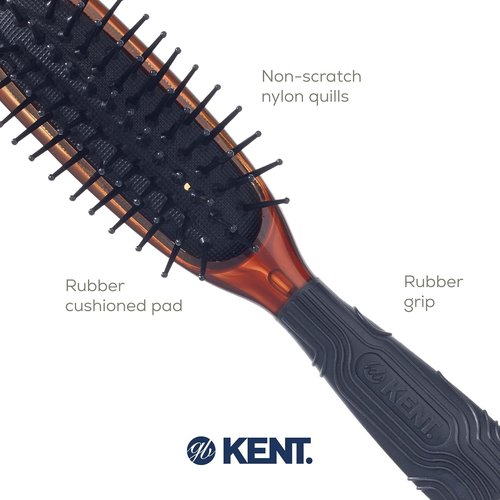 Kent Minihog Detangler Brush - Anti-Static Hair Brush with Rounded Nylon Bristles | Travel-Friendly Design