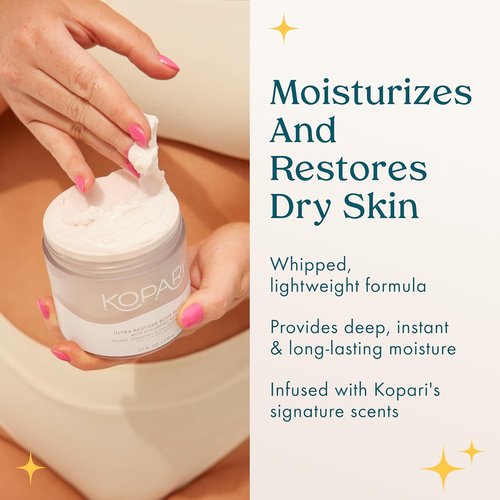 Kopari Ultra Restore Body Butter - Whipped Lightweight Formula with Hyaluronic Acid & Mango Seed Butter | 7.7 oz for Deep Moisture