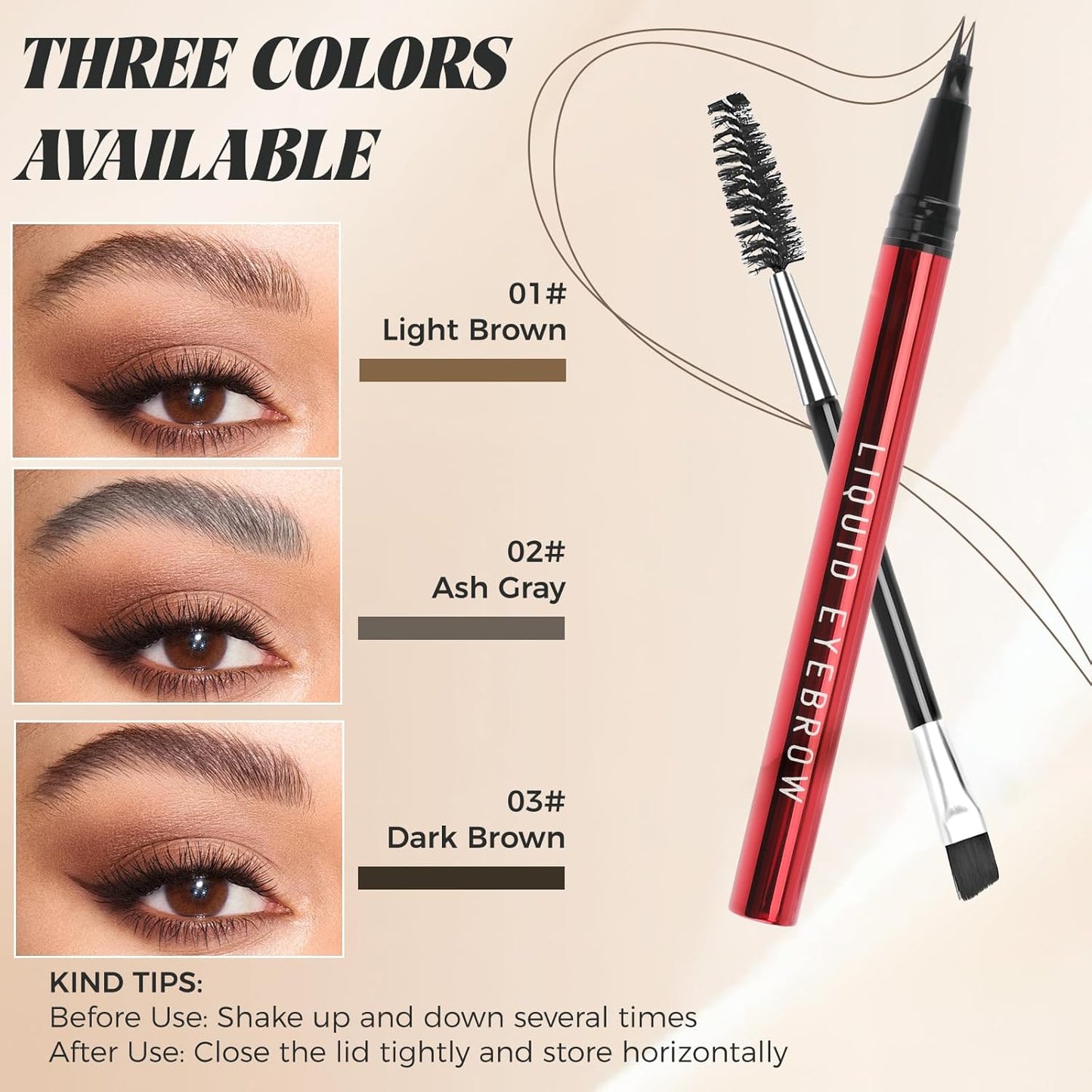 Skiennix Microblading Eyebrow Pencils - Waterproof & Long-Lasting, 2-Fork Tip, Dark Brown (2PCS)