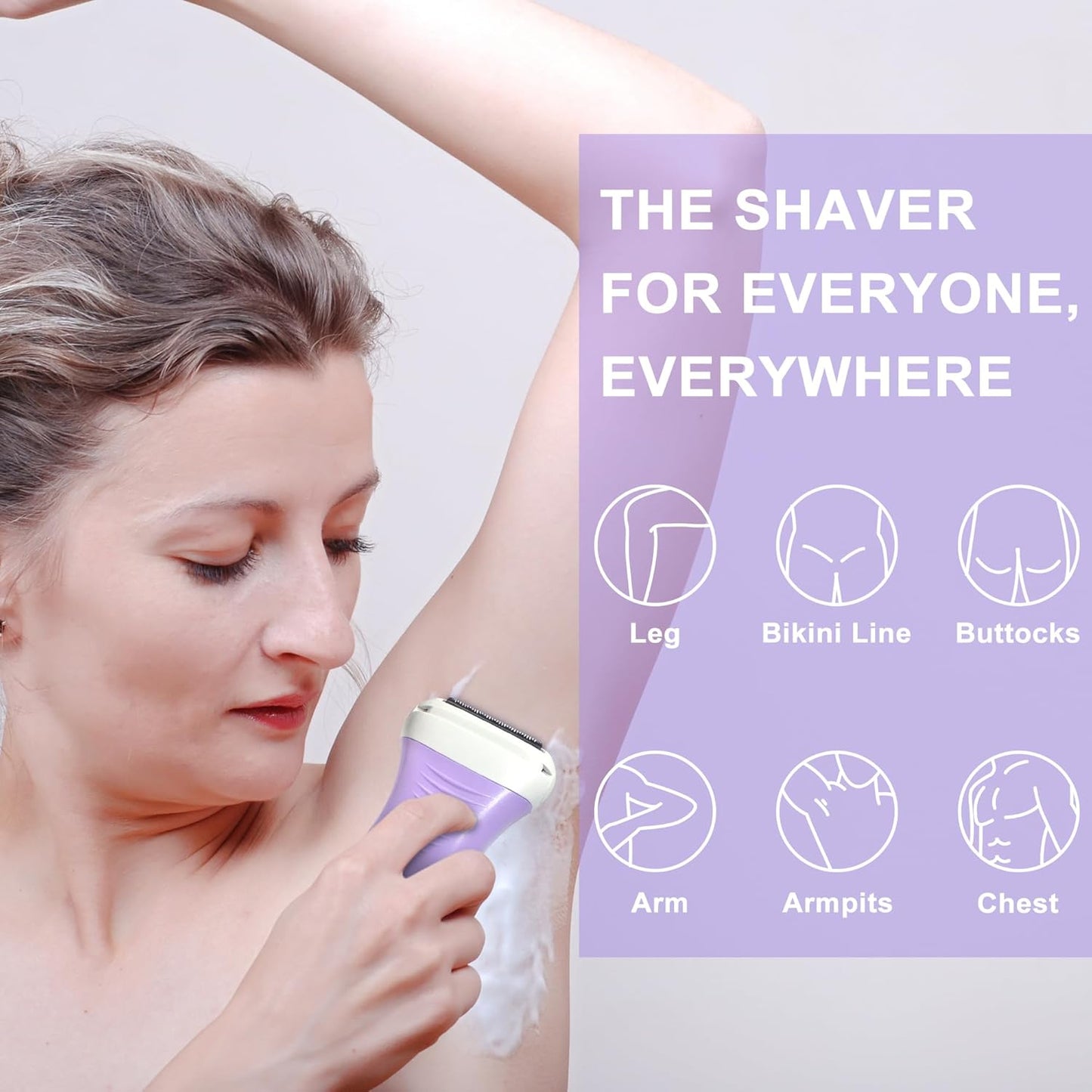 Skiennix Electric Razor for Women - Waterproof Cordless Bikini Trimmer | Hypoallergenic Foil Shaver for Legs, Underarms, Wet/Dry Use, Orchid