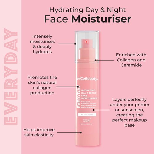 MCoBeauty Hydrating Face Moisturizer - Plump, Firm, and Brighten Skin - Vegan & Cruelty-Free, 50ml