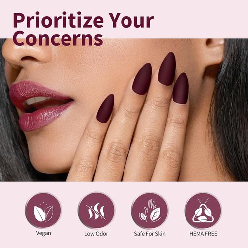 CANNI Dark Red Gel Nail Polish - High Gloss Burgundy Red Color | 1Pc Soak Off UV Gel for DIY Manicure