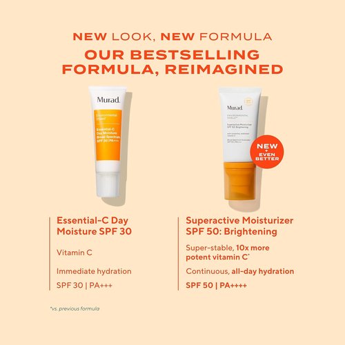 Murad Superactive Brightening Moisturizer SPF 50 | Hydrating Vitamin C Facial Sunscreen for Anti-Aging Protection