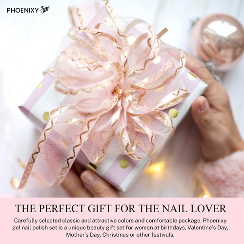 Phoenixy Gel Nail Polish Kit with UV Light, 51Pcs Gel Nail Kit 35 Colors Gel Polish 5Pcs Base Top Coat All-Inclusive Manicure Set for Beginners DIY Home Nail Art Gift for Women and Girls