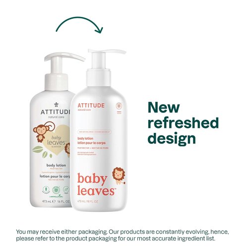 ATTITUDE Baby Lotion - EWG Verified Moisturizer | Vegan, Cruelty-Free, Pear Nectar, 16 Fl Oz