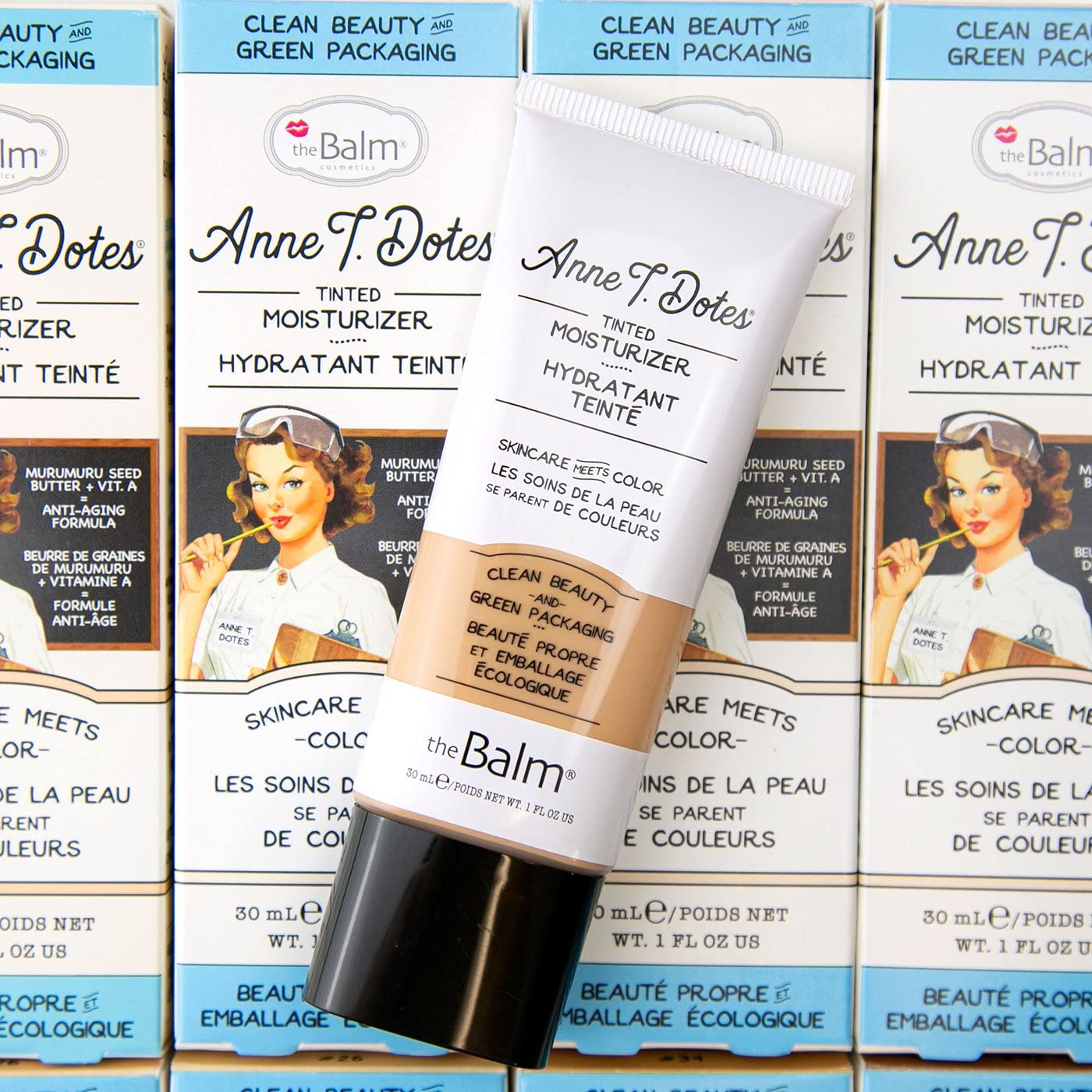 theBalm Anne T. Dotes Tinted Moisturizer - Medium Skin Shade, 1 Fl Oz | Flawless Finish & Hydration